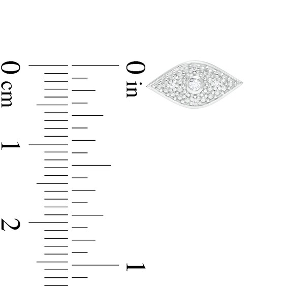 1/20 CT. T.W. Diamond Hamsa and Evil Eye Mismatch Stud Earrings in Sterling Silver