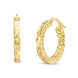 10K Gold Argyle Diamond-Cut Hoop Earrings