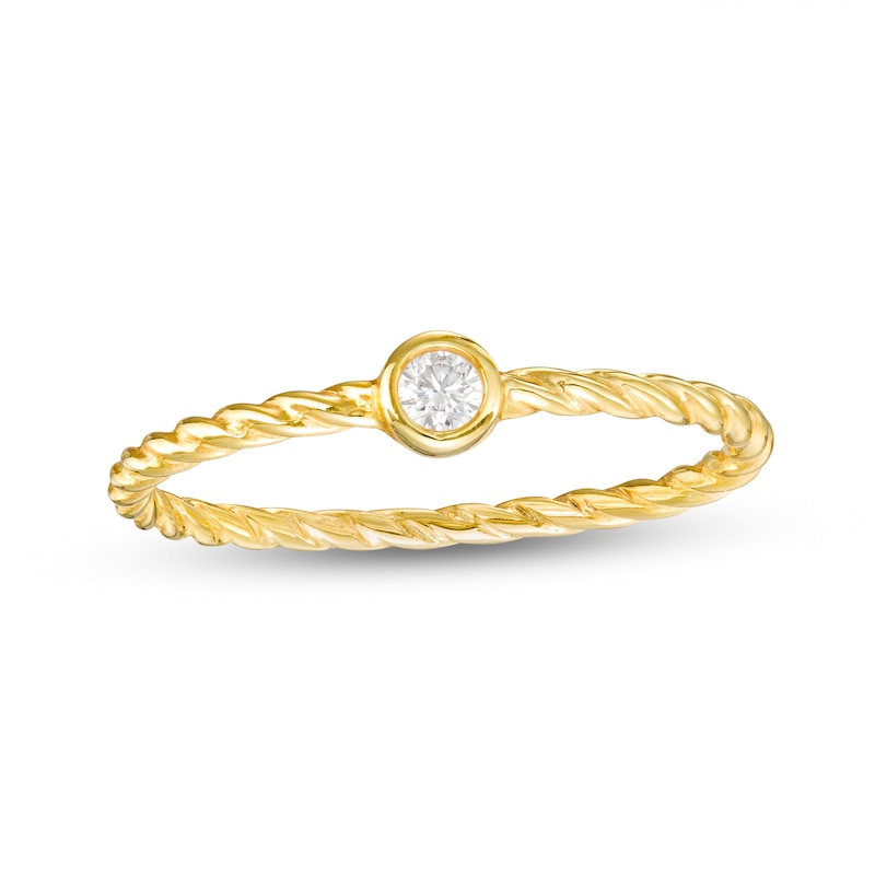 2.5mm Cubic Zirconia Twisted Ring in 10K Gold - Size 7
