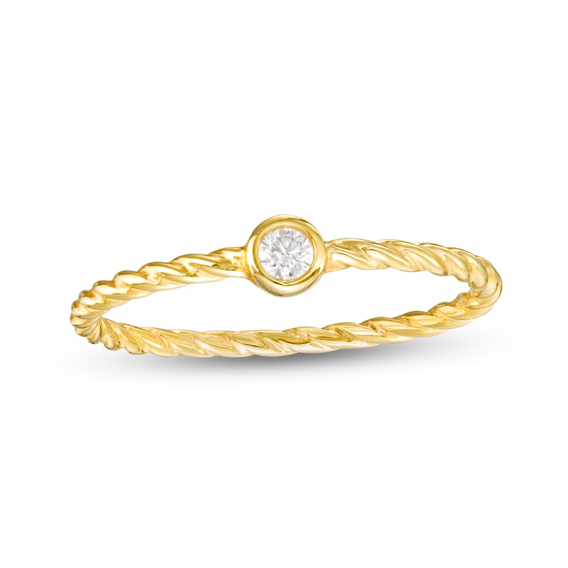 2.5mm Cubic Zirconia Twisted Ring in 10K Gold - Size 7