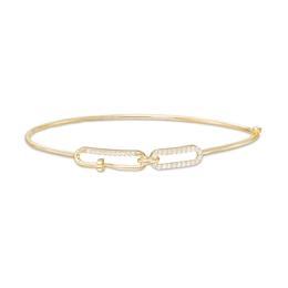 Cubic Zirconia Nail Paperclip Bangle in 10K Gold
