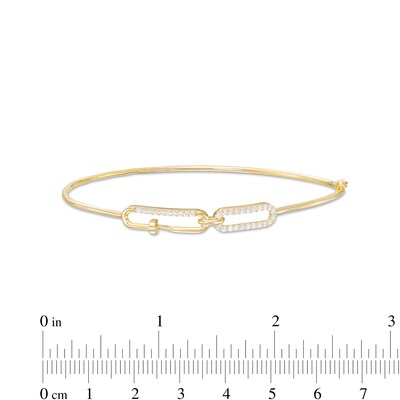Cubic Zirconia Nail Paper Clip Bangle in 10K Gold