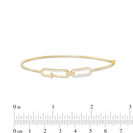 Cubic Zirconia Nail Paper Clip Bangle in 10K Gold