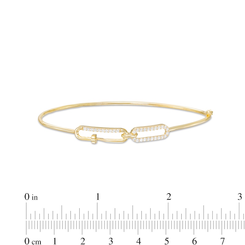 Cubic Zirconia Nail Paper Clip Bangle in 10K Gold