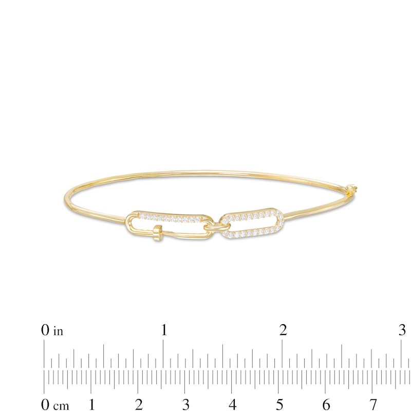 Main Image 2 of Cubic Zirconia Nail Paper Clip Bangle in 10K Gold