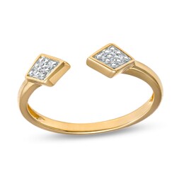 1/20 CT. T.W. Diamond Square End Open Ring in Sterling Silver with 14K Gold Plate - Size 7