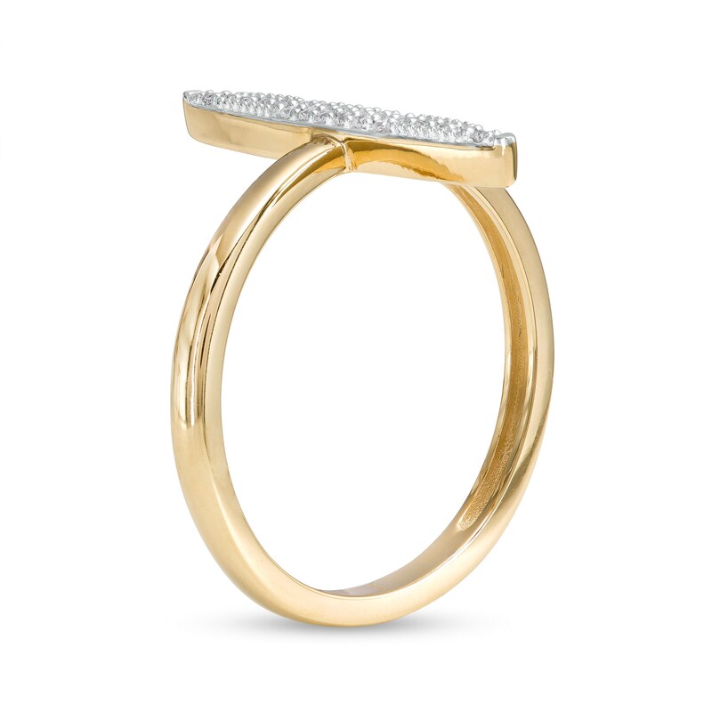 1/20 CT. T.W. Diamond Long Oval Ring in Sterling Silver with 14K Gold Plate - Size 7