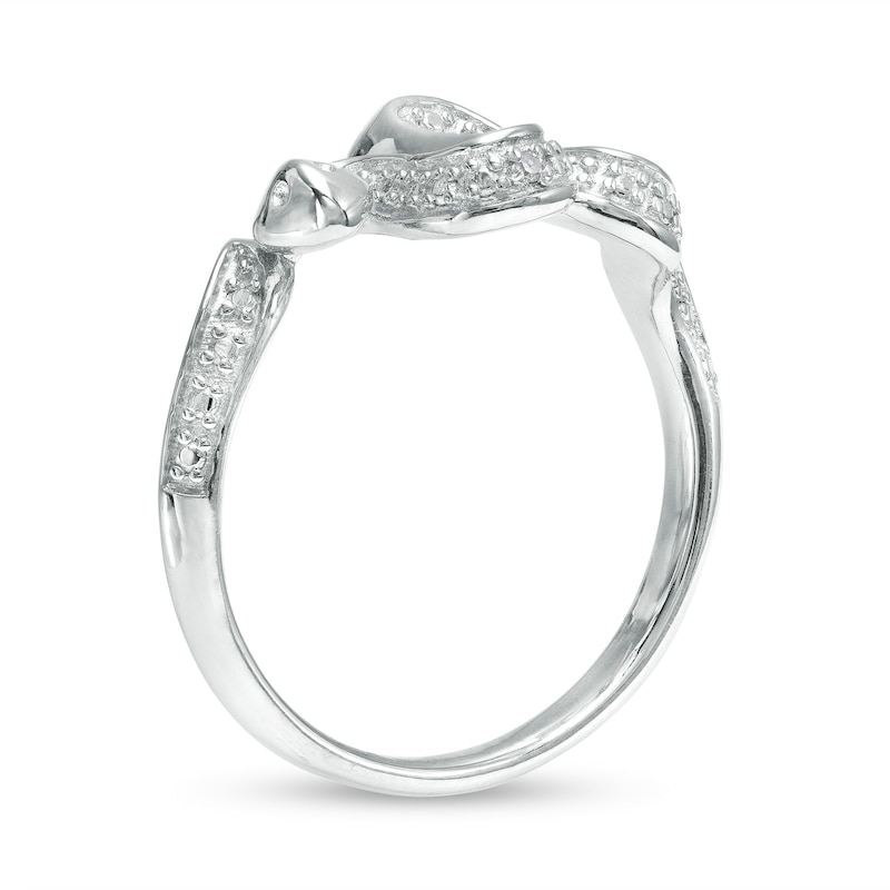 Diamond Accent Sideways Snake Ring in Sterling Silver