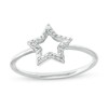 Diamond Accent Dainty Open Star Ring in Sterling Silver