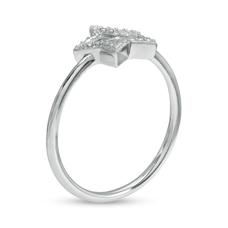 Diamond Accent Dainty Open Star Ring in Sterling Silver
