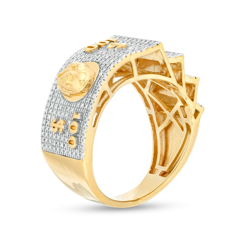 US dollar Haringen Vrouw 1/10 CT. T.W. Diamond 100 Dollar Bill Ring in Sterling Silver with 14K Gold Plate | Banter US dollar Haringen Vrouw 1/10 CT. T.W. Diamond 100 Dollar Bill Ring in Sterling Silver with 14K Gold Plate | Banter