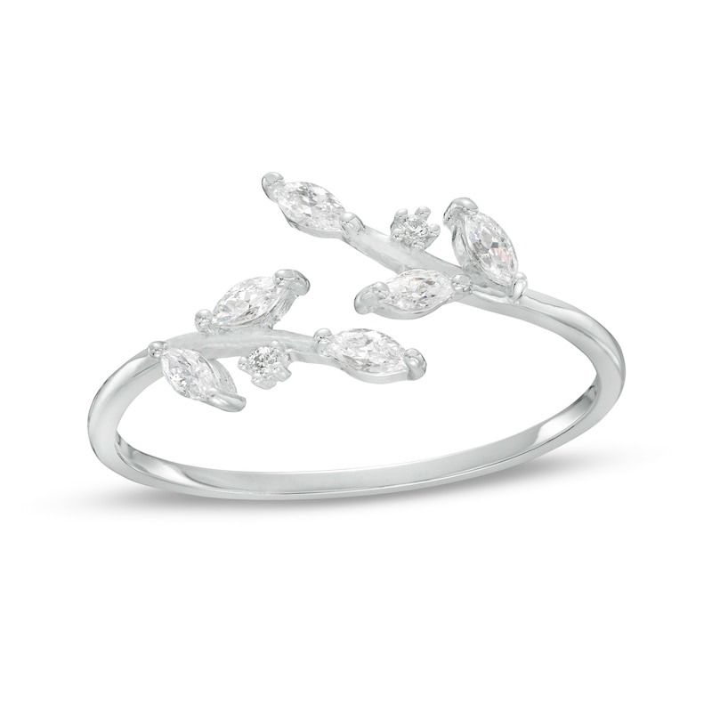 Sterling Silver CZ Double Vine Bypass Midi/Toe Ring