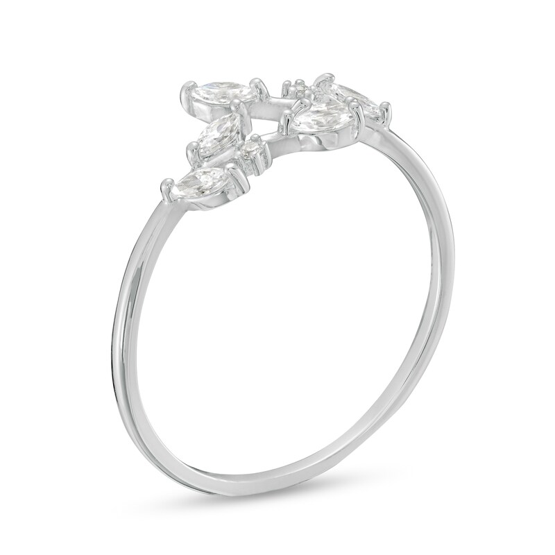 Main Image 2 of Sterling Silver CZ Double Vine Bypass Midi/Toe Ring