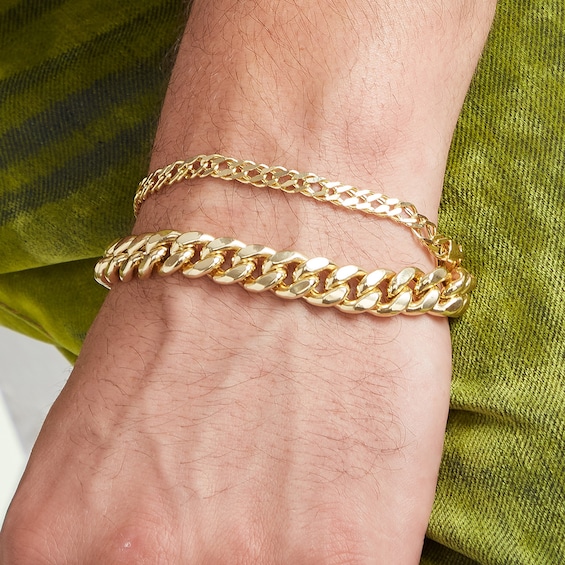 10K Semi-Solid Gold Miami Cuban Chain Bracelet - 9"