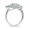1/3 CT. T.W. Diamond Triple Halo Heart Ring in Sterling Silver