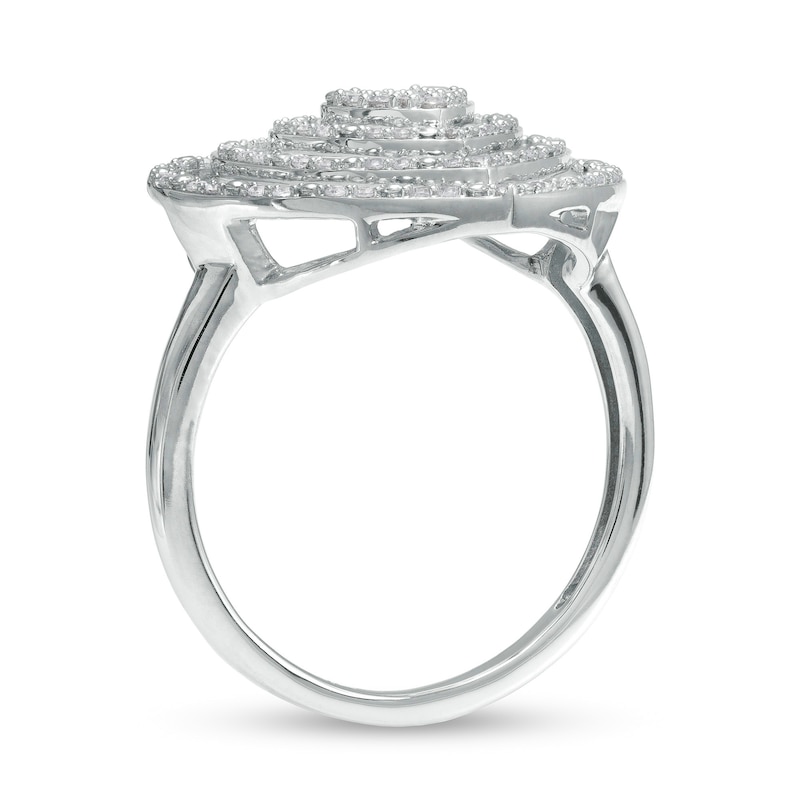 1/3 CT. T.W. Diamond Triple Halo Heart Ring in Sterling Silver