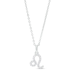 Cubic Zirconia Dainty Leo Symbol Pendant Necklace in Solid Sterling Silver