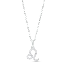 Sterling Silver CZ Dainty Leo Symbol Pendant - 18"