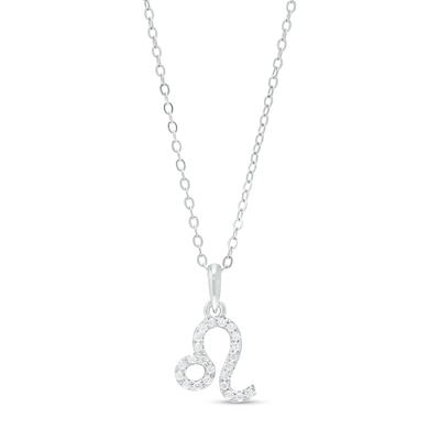 Sterling Silver CZ Dainty Leo Symbol Pendant - 18"