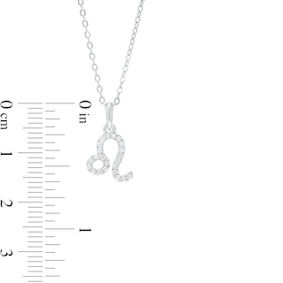 Sterling Silver CZ Dainty Leo Symbol Pendant - 18"
