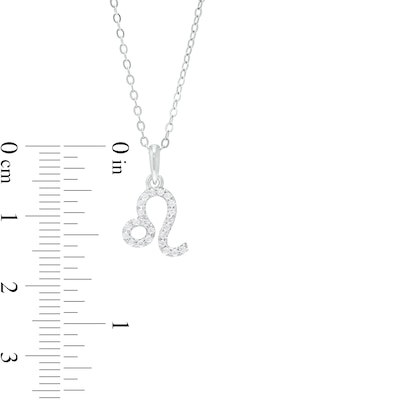 Sterling Silver CZ Dainty Leo Symbol Pendant - 18"