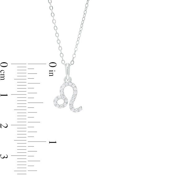 Sterling Silver CZ Dainty Leo Symbol Pendant - 18"