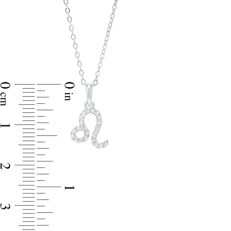 Cubic Zirconia Dainty Leo Symbol Pendant Necklace in Solid Sterling Silver