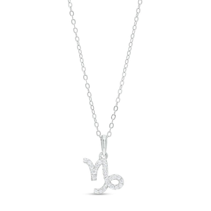Cubic Zirconia Dainty Capricorn Symbol Pendant Necklace in Sterling Silver