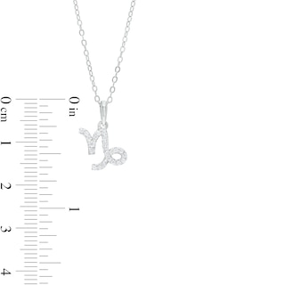 Sterling Silver CZ Dainty Capricorn Symbol Pendant - 18"