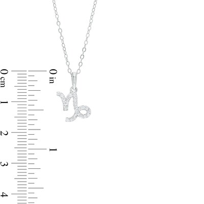 Sterling Silver CZ Dainty Capricorn Symbol Pendant - 18"
