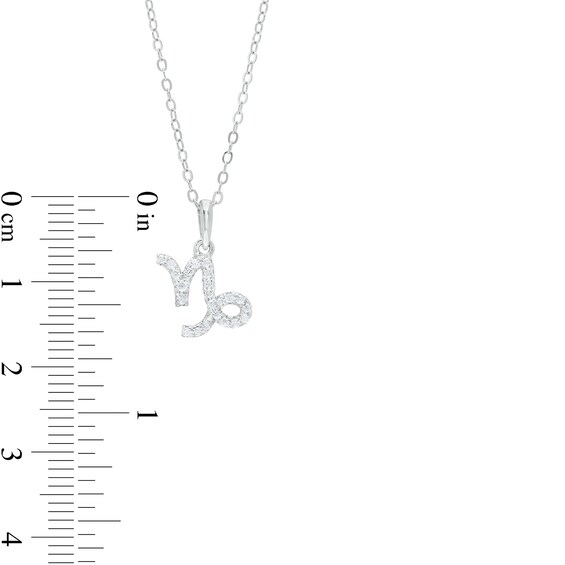 Sterling Silver CZ Dainty Capricorn Symbol Pendant - 18"