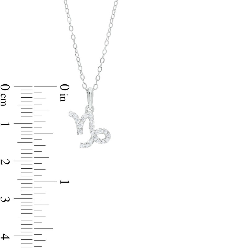 Cubic Zirconia Dainty Capricorn Symbol Pendant Necklace in Sterling Silver