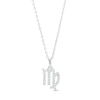 Cubic Zirconia Dainty Virgo Symbol Pendant Necklace in Solid Sterling Silver