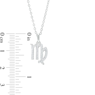 Sterling Silver CZ Dainty Virgo Symbol Pendant - 18"