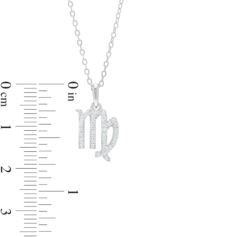 Cubic Zirconia Dainty Virgo Symbol Pendant Necklace in Solid Sterling Silver