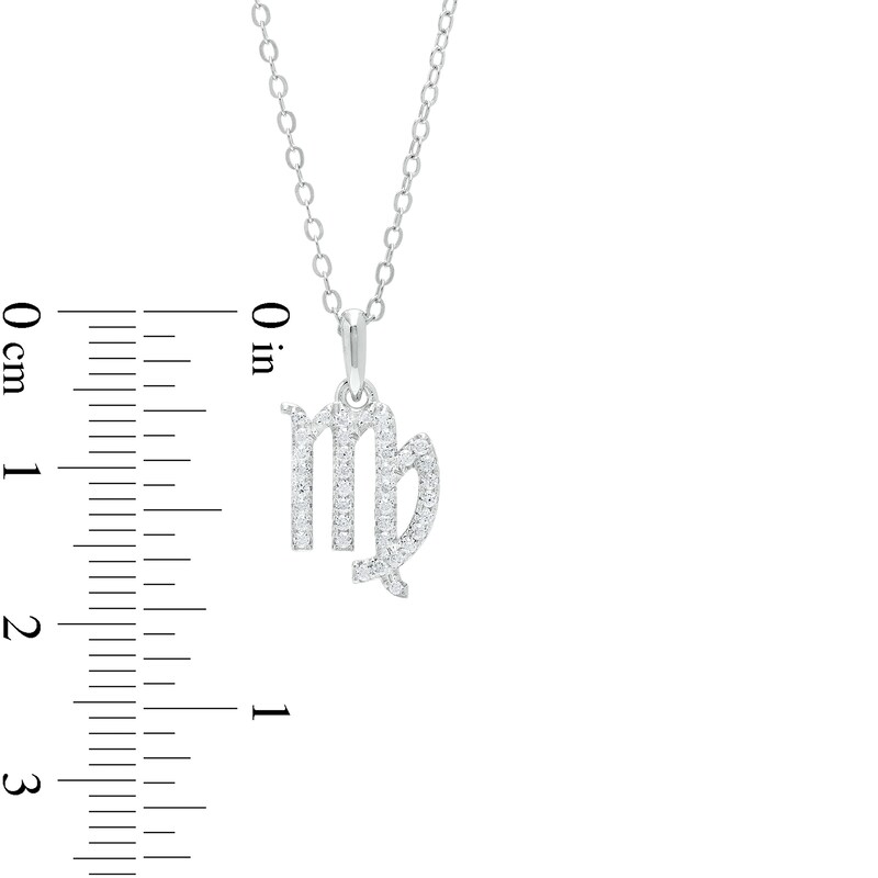 Cubic Zirconia Dainty Virgo Symbol Pendant Necklace in Solid Sterling Silver