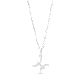 Sterling Silver CZ Dainty Pisces Symbol Pendant - 18"