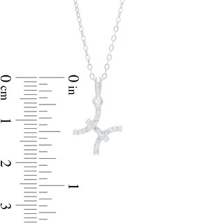 Sterling Silver CZ Dainty Pisces Symbol Pendant - 18"