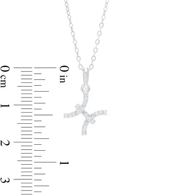 Sterling Silver CZ Dainty Pisces Symbol Pendant - 18"