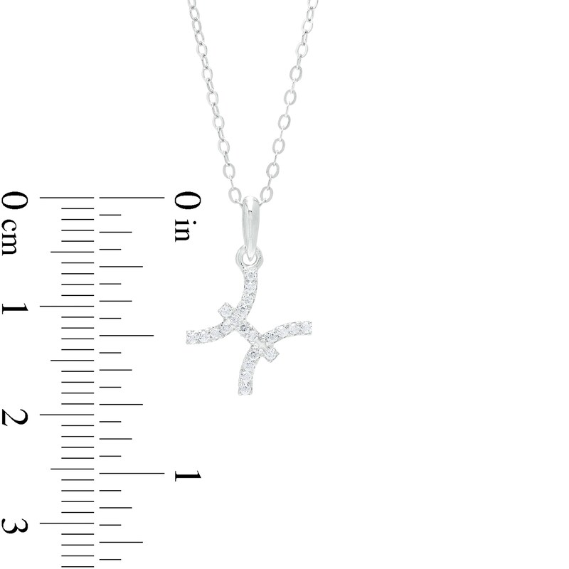 Cubic Zirconia Dainty Pisces Symbol Pendant Necklace in Sterling Silver