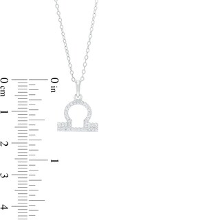 Sterling Silver CZ Dainty Libra Symbol Pendant - 18"