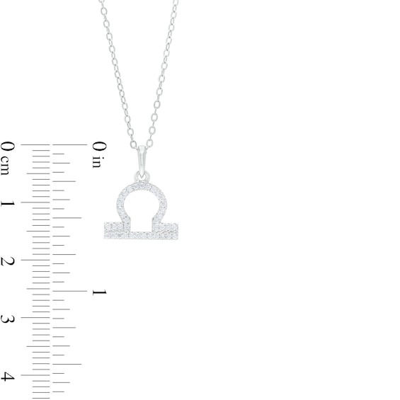 Sterling Silver CZ Dainty Libra Symbol Pendant - 18"