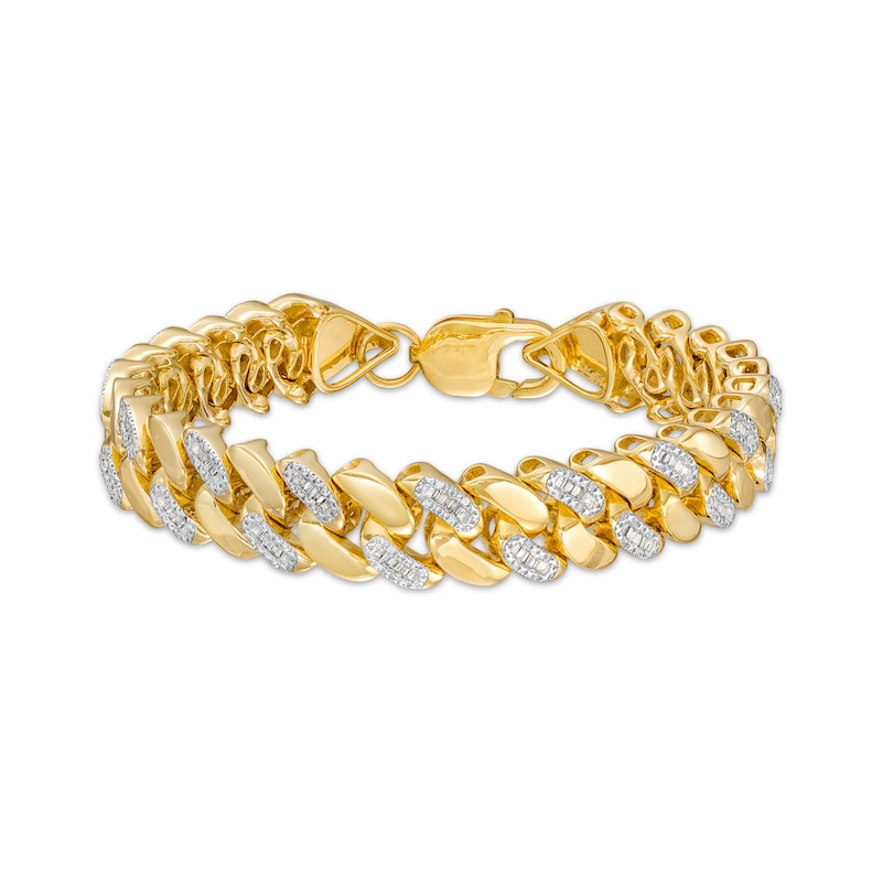 1 CT. T.W. Diamond Cuban Link Bracelet in Sterling Silver with 14K Gold Plate