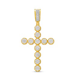 1/4 CT. T.W. Round Diamond Cross Necklace Charm in Sterling Silver with 10K Gold Plate
