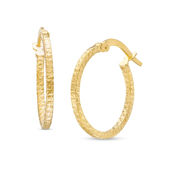 Diamond-Cut Hoop Earrings in 10K Hollow Gold