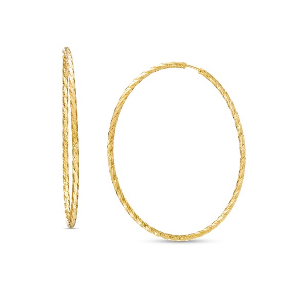 Diamond-Cut Twist Continuous Hoop Earrings in 10K Gold