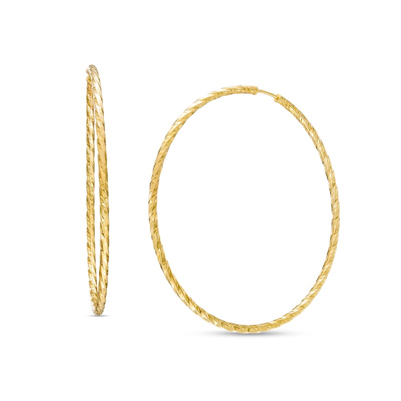 Diamond-Cut Twist Continuous Hoop Earrings in 10K Gold