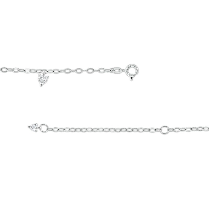 Main Image 2 of Sterling Silver CZ Heart Station Bracelet - 7" + 1"