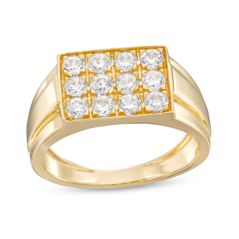 Main Image 1 of Cubic Zirconia Pavé Rounded Square Ring in 10K Gold - Size 10