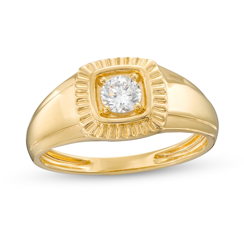 Cubic Zirconia Solitaire Round Ring in 10K Gold - Size 10